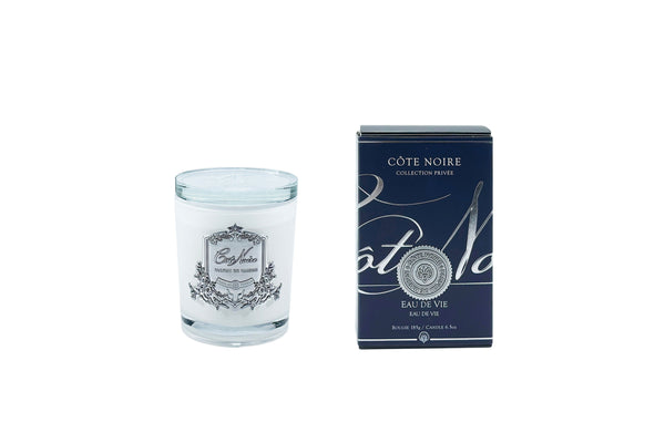 DISCONTINUED ** Cote Noire Candles - White Vessel with Silver Badge