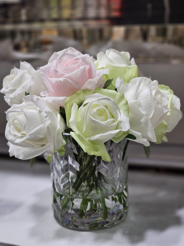 *NEW* Cote Noire - Herringbone Flower - Rose Buds - Clear - French Pink, Green & White  - HCF13
