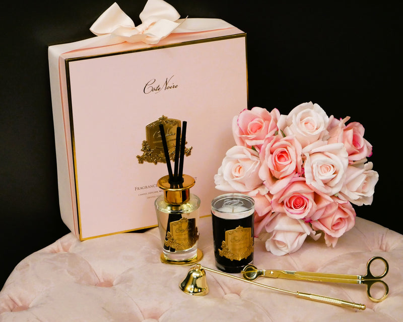 Luxury Gift set with Gold candle snuffer & wick trimmer - Pink - Pink Champagne - GFA02