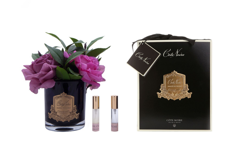 Cote Noire Perfumed Rose Bouquet - Black Glass - SFR08
