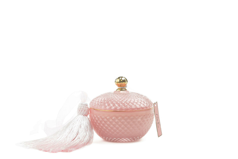Round Art Deco Candle - Pink & Gold - Pink Champagne - GML30002