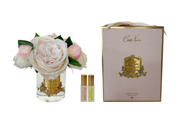 * DISCONTINUED * Cote Noire Premium Peonies & Rose Buds - Antique Blush & Gold Badge - LS29