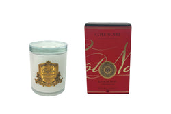 * CHRISTMAS * Cote Noire Christmas Day Candle - White Vessel with Gold Badge - Saigon Garden