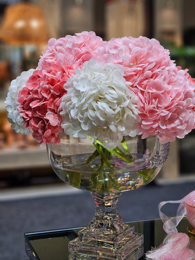 Cote Noire Provence Hydrangea Bouquet - Large Mixed Pink with Gold Badge