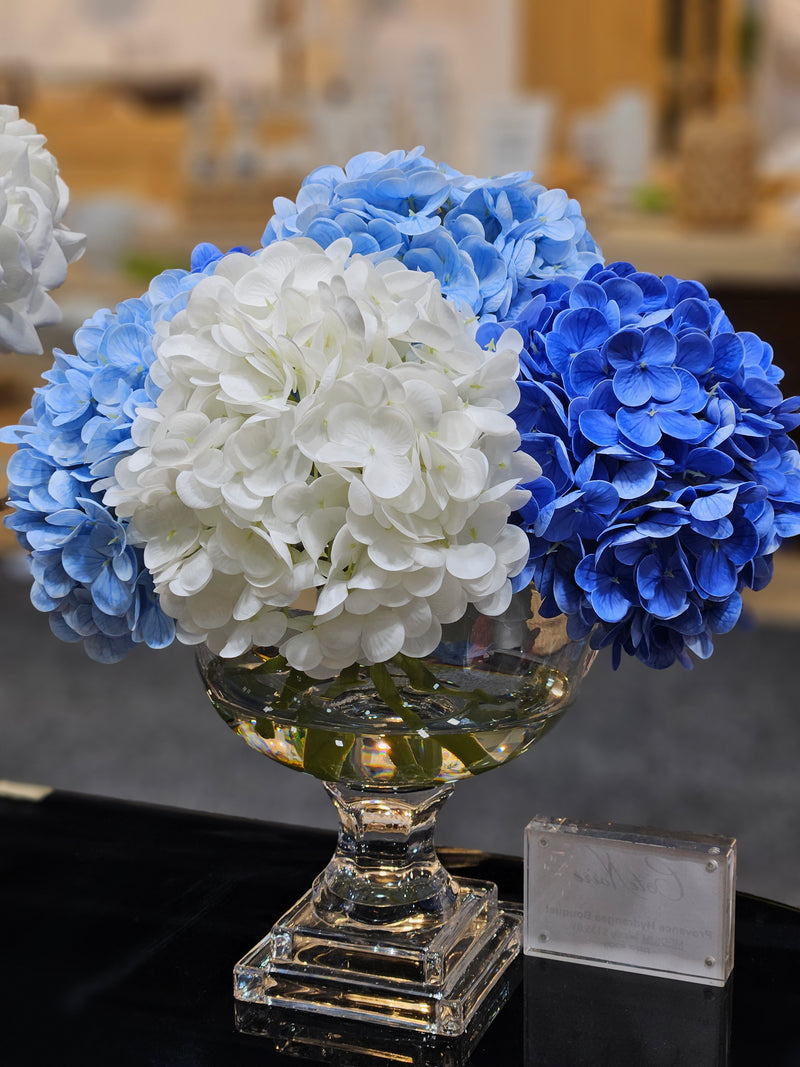 * NEW * Cote Noire Provence Hydrangea Bouquet - Medium Mixed Blue with Silver Badge