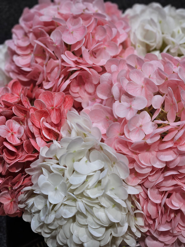 Cote Noire Provence Hydrangea Bouquet - Medium Mixed Pink with Gold Badge