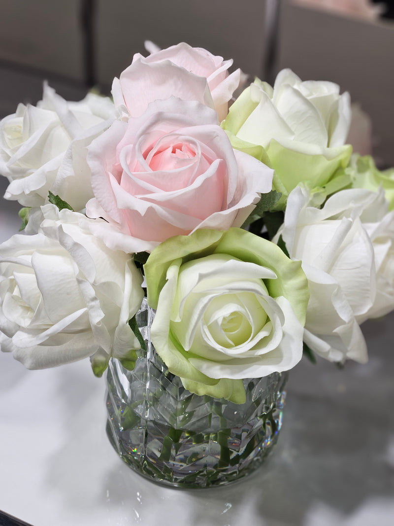 *NEW* Cote Noire Herringbone Flower - Rose Buds - Clear - French Pink, Green & White  - HCF13