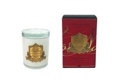 * CHRISTMAS * Cote Noire Christmas Day Candle - White Vessel with Gold Badge - Saigon Garden