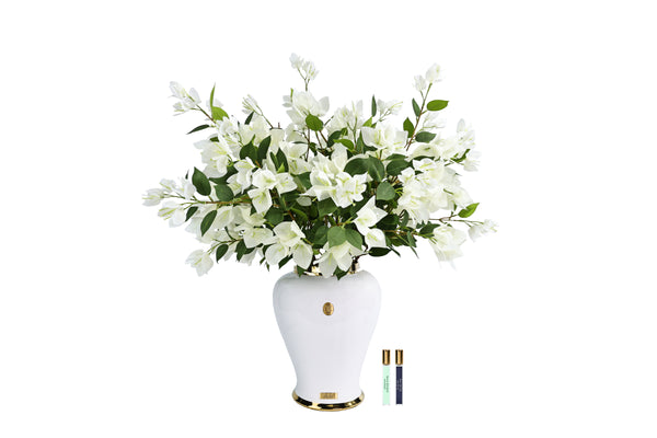 NEW - Cote Noire - Imperial Bougainvillea - Piano White Urn with White - IMPB01