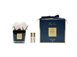 Couture Square Black Vase Perfumed Natural Touch 4 Roses - French Pink
