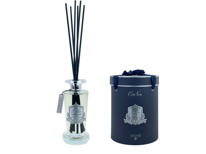 côte noire ** CLEARANCE ** Cote Noire Grand 500ml Diffuser Silver with Crystal base - Charente Rose - LDS054
