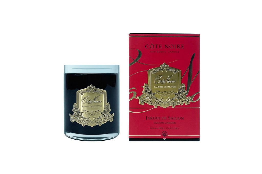 SAMPLE * Cote Noire 450g Candle - Dark Vessel with Gold Badge - Saig