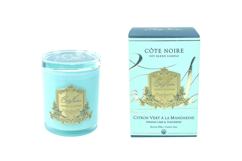 * LIMITED EDITION * Cote Noire Candles - Tiffany Jade Vessel with Gold Badge - Persian Lime