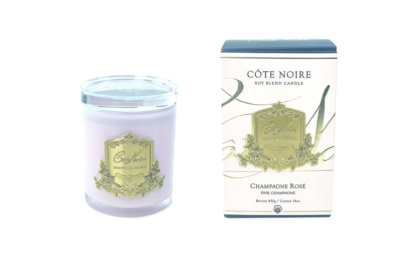 * LIMITED EDITION * Cote Noire Candles - Pink Vessel with Gold Badge - Pink Champagne