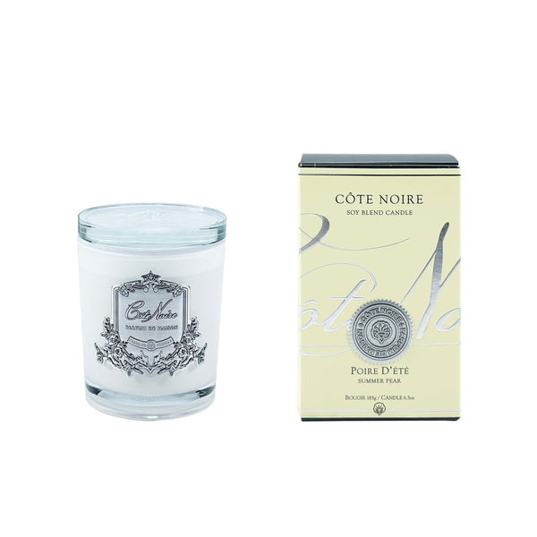 DISCONTINUED ** Cote Noire Candles -185g White Vessel with Silver B