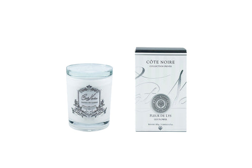 DISCONTINUED ** Cote Noire Candles - White Vessel with Silver Badge