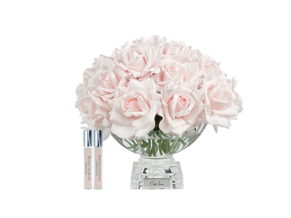 Luxury Centrepiece - French Roses Bouquet in French Pink & Silver badge - CPFR06
