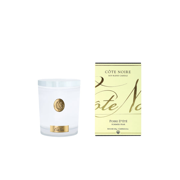 NEW - Cote Noire Soy Candle 185g - White Vessel with Gold Badge - Summ