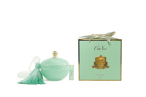 Cote Noire Round Art Deco Candle - Tiffany Blue & Gold - Persian Lime - GML30001