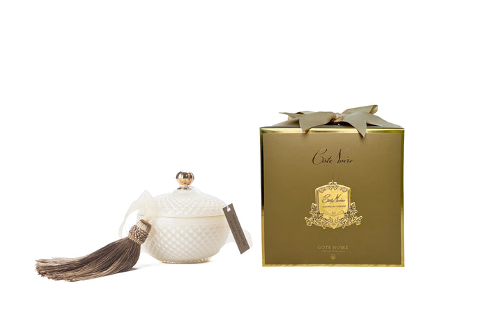 côte noire Cote Noire Round Art Deco Candle - Cream & Gold - Blonde Vanilla - GML30005