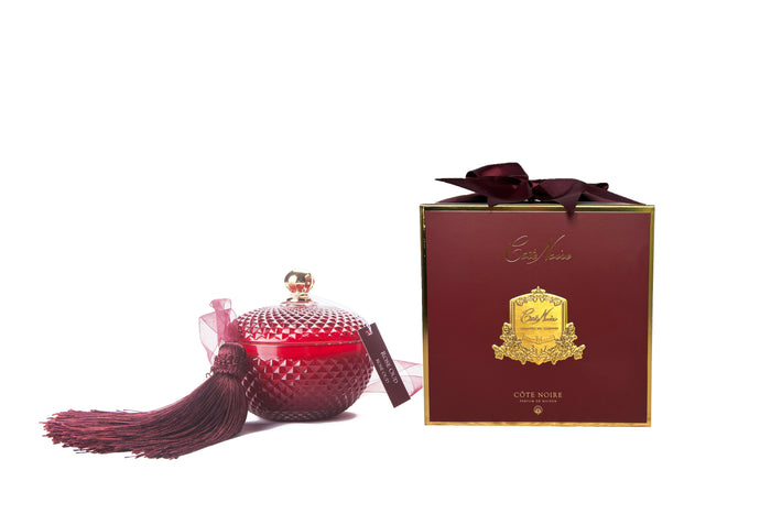 côte noire Cote Noire Round Art Deco Candle - Red & Gold - Rose oud - GML30007