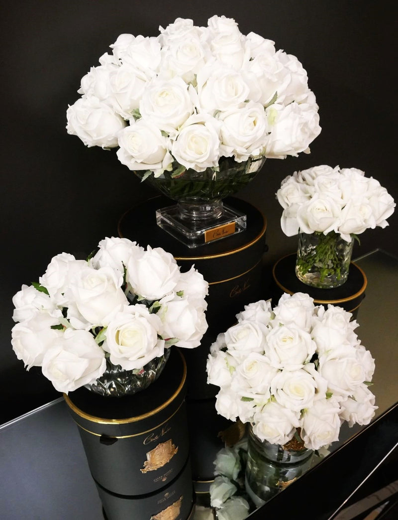 Cote Noire - Luxury Round 13 Rose Buds Bouquet in Ivory White - RRB01