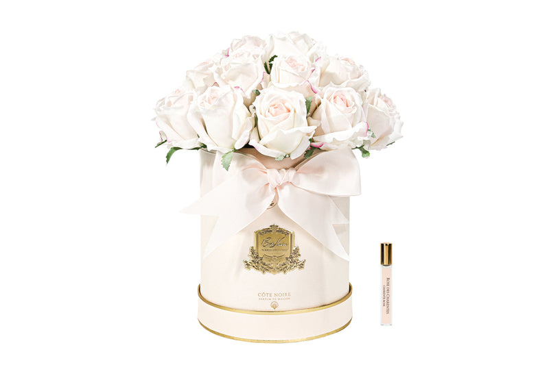 NEW - Cote Noire Hat Box  Bouquet - Pink Box with Pink Blush Rose Buds - HBB02