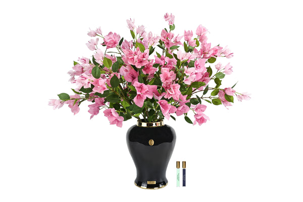NEW - Cote Noire - Imperial Bougainvillea - Piano Black urn with Pink - IMPB06