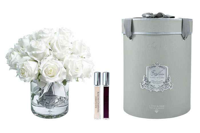 côte noire Cote Noire Luxury Grand Rose Bud Bouquet - White - Silver Badge - LRB01