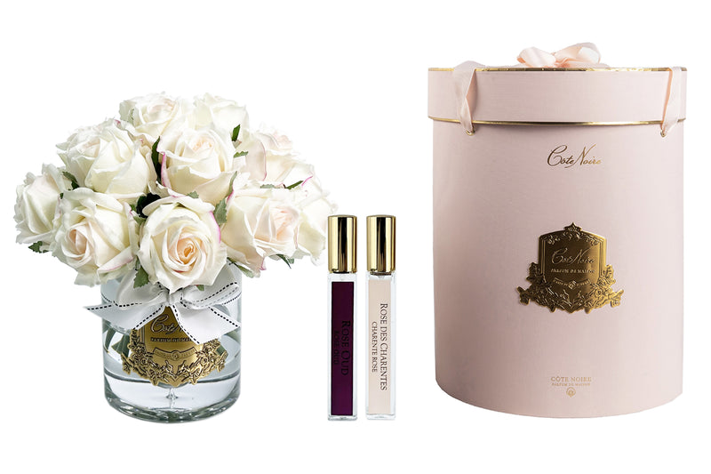 Cote Noire Luxury Grand Rose Bud Bouquet - Pink Blush - Gold Badge - LRB02