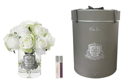 ** NEW ** Cote Noire Luxury Grand Rose Bud Bouquet -- White & Green - Silver Badge - LRB12