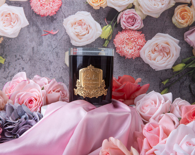 Cote Noire Candles - Dark Vessel with Gold Badge - Summer in the Chateau