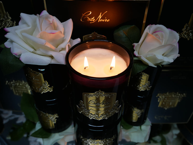 Cote Noire Candles - Dark Vessel with Gold Badge - Salted Butter Caramel