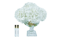 * NEW * Cote Noire Provence Hydrangea Bouquet - Medium White with Gold Badge