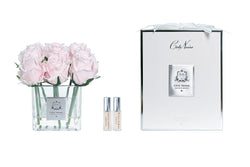 Cote Noire Couture 9 Rose Buds - Square Clear Vase - Silver & French Pink - SVS906