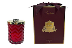 ** CHRISTMAS ** Cote Noire Herringbone Candle - Red & Silver Bell - Saigon Garden - HCG61N