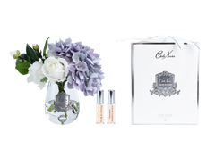 NEW -Tea Rose & Hydrangeas Bouquet - Clear -Blue & White - TRH05
