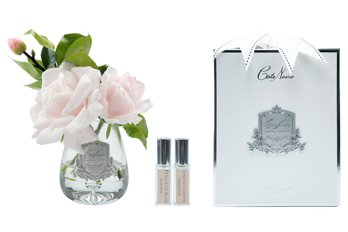 côte noire Cote Noire Tea Rose Bouquet - Clear Tear Drop Glass - French Pink - TR06