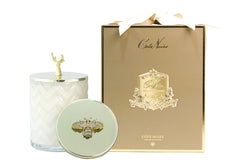 * CHRISTMAS * Cote Noire Herringbone Candle - Cream & Gold Deer - Saigon Garden