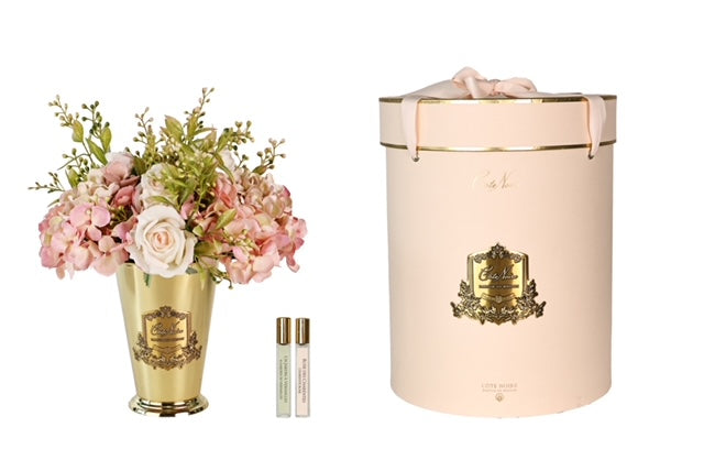 côte noire ** NEW ** Grand Summer Posies Champagne Pink in Gold Goblet - GSG02