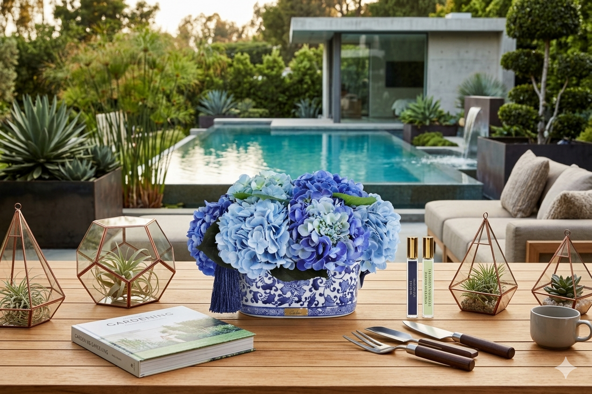 Cote Noire Chinoiserie Hydrangea - Blue - CH03
