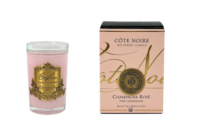 * LIMITED EDITION * Cote Noire Candles - Pink Vessel with Gold Badge - Pink Champagne