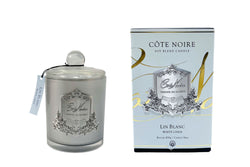 * HALF PRICE * Cote Noire Candle - 450g - Silver - White Linen