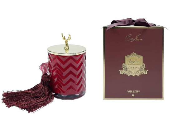 RED HERRINGBONE CANDLE in COCONUT BISCUIT fragrance