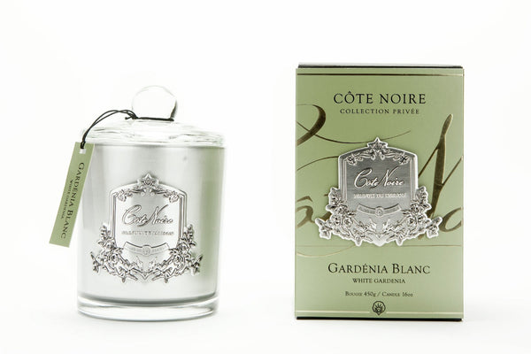 * HALF PRICE * Cote Noire Candle - 450g - Silver - Gardenia GMS45028