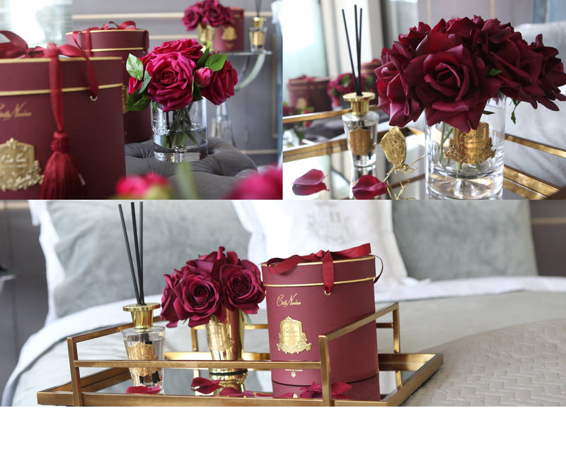Luxury Grand Bouquet - Gold Badge - Carmine Red - Burgundy Box - LTW04