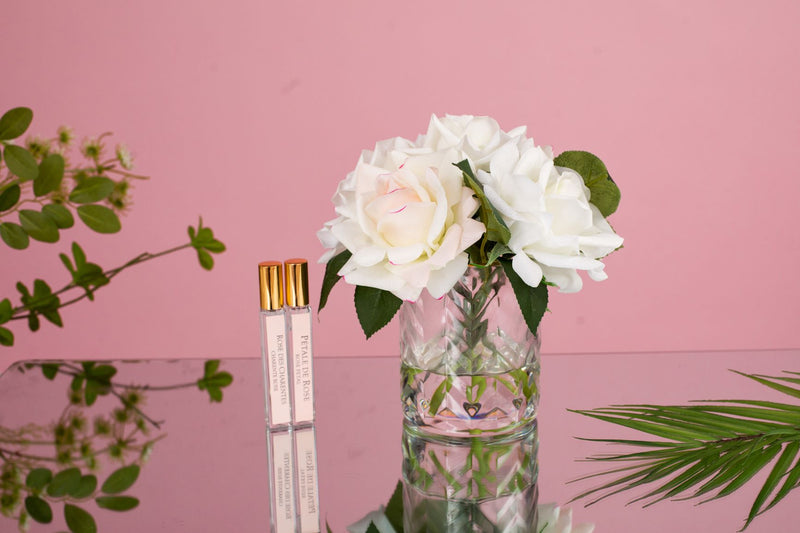 Cote Noire - Herringbone Flower - Blush & White Roses - Clear - HCF07