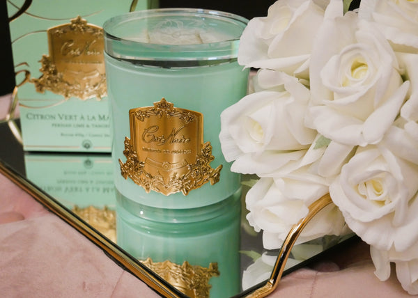 * Limited Edition Candle * TIFFANY JADE BLUE VESSEL 450g Candle in Persian Lime with Crystal Glass lid