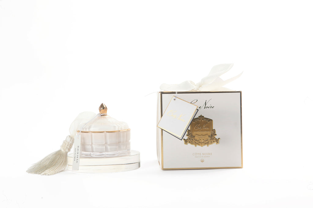 White & & Gold Jasmine Flower Tea scented Art Deco candle in gift box –  Cote Noire