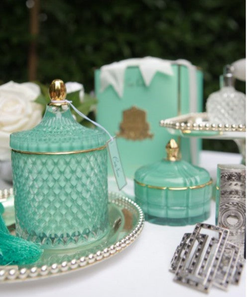 Art Deco Candle - Tiffany Blue & Gold - Persian Lime - GML45001